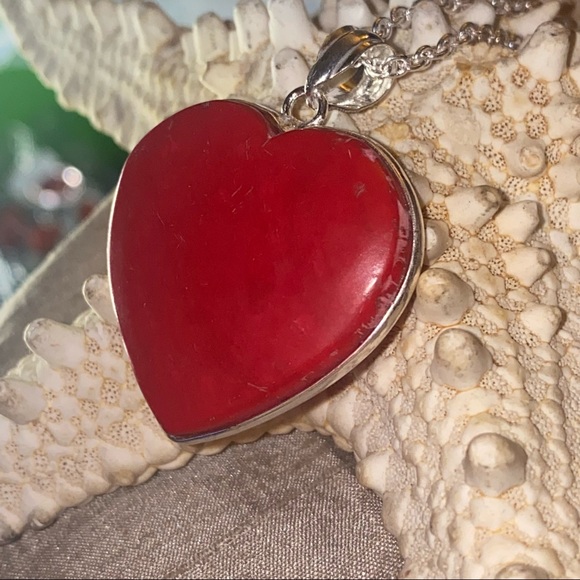 SALE ❤️ Italian Coral Heart Valentine handcrafted pendant - Picture 3 of 8